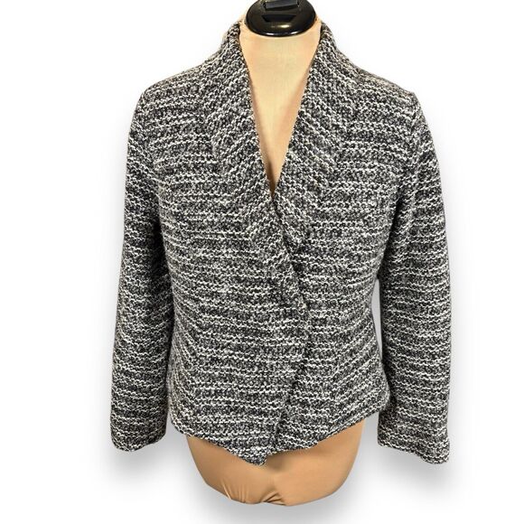 Pendleton Boucle Blazer Jacket Womens Size 8P Wool Blend Black White Gray Petite - Picture 1 of 11